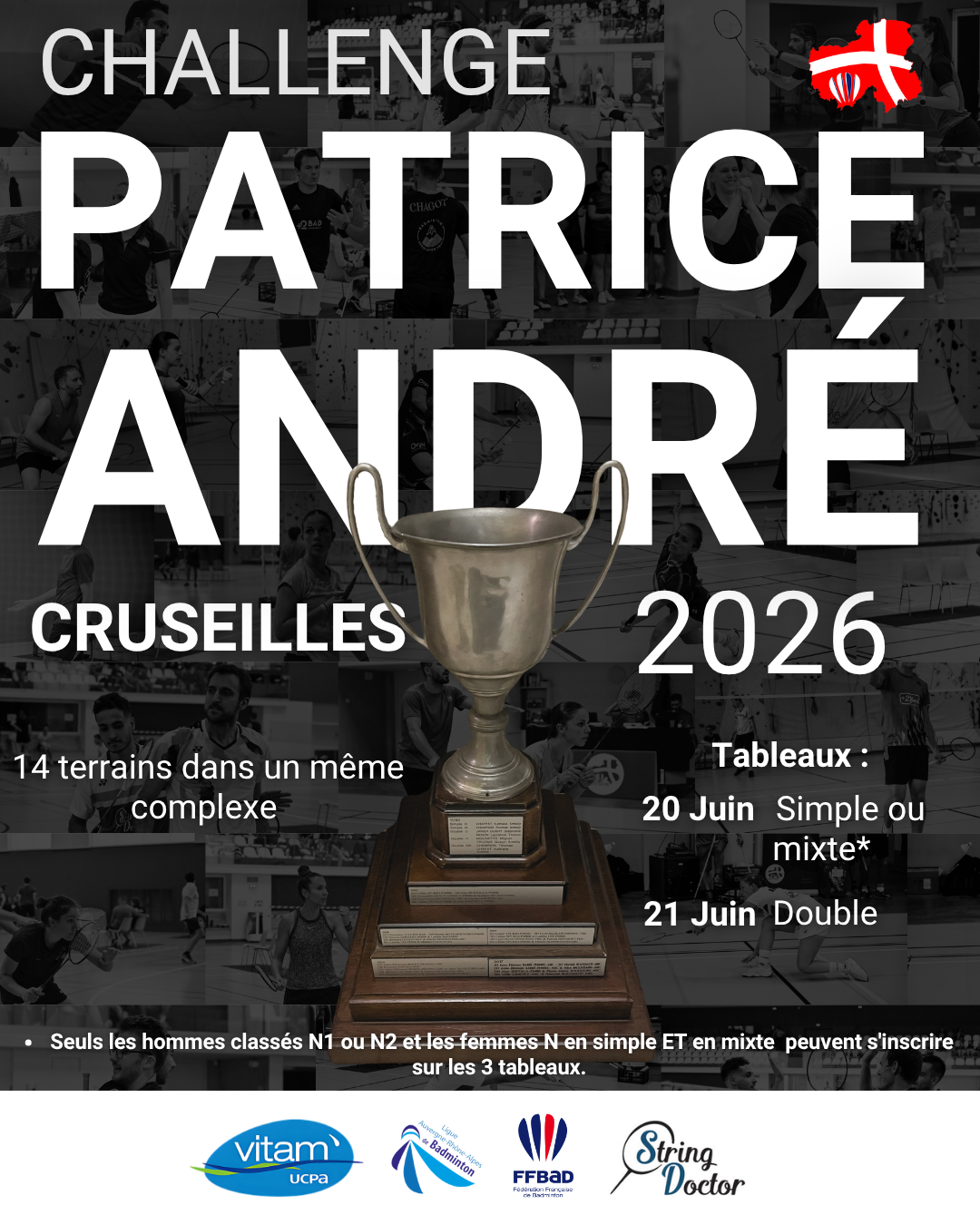 Championnat Départemental 74 - Patrice André 2026 - Simple, Doubles et Mixtes - Cruseilles